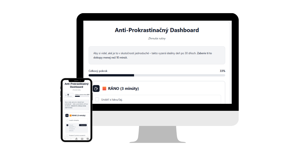 Ukážka odškrtávacieho dashboardu